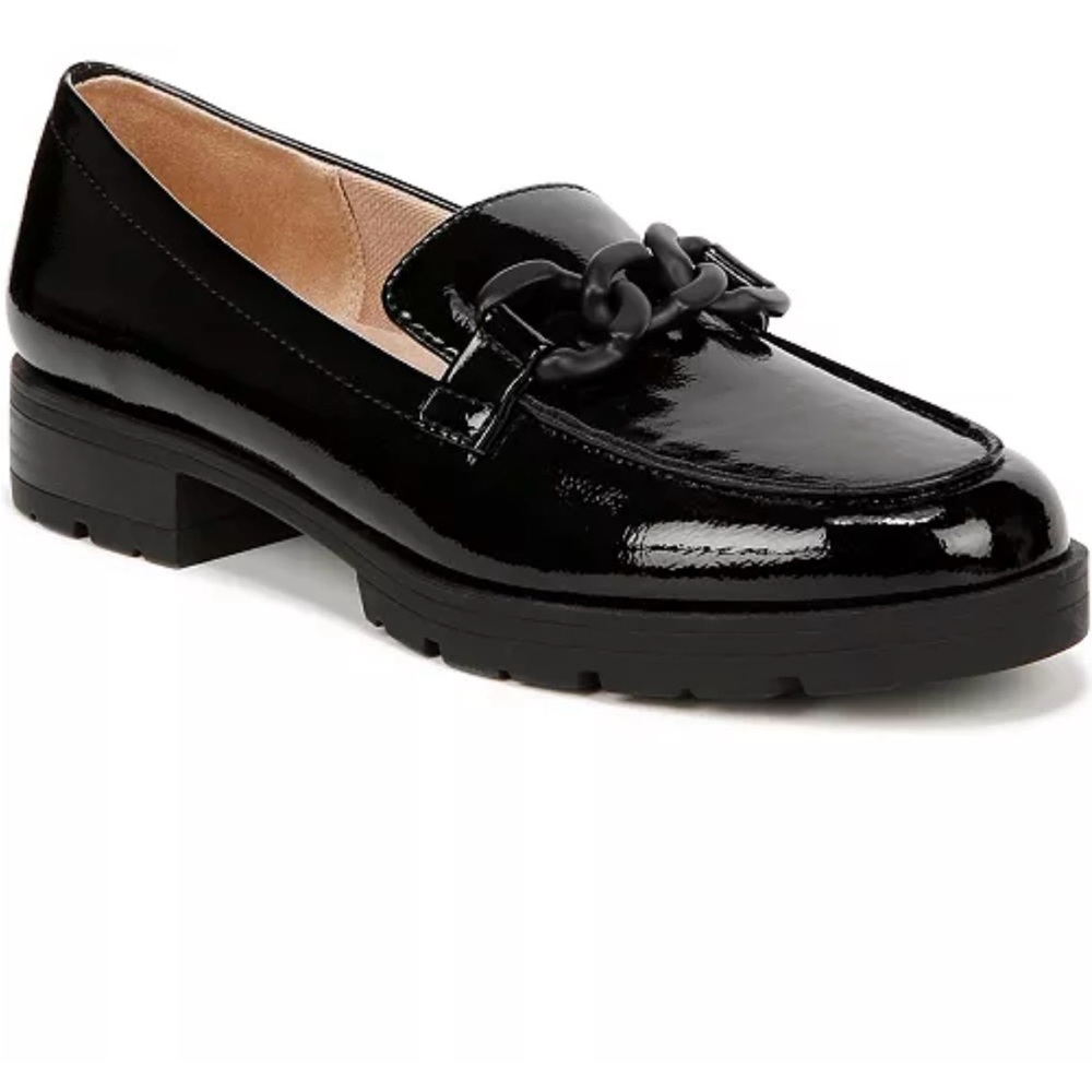 Life Stride Black Women's London 2 Chain Detail Lug Sole Loafers - NWT